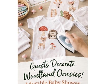 Onesie Decorating Baby Shower Activity- Woodland Animals- Sets of 10
