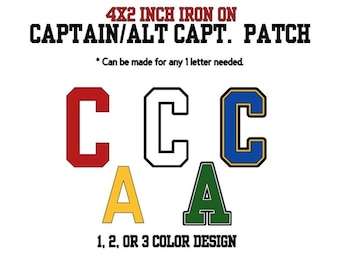 キャプテンと副キャプテンのジャージ、プレス準備完了 DTF 転写 - ホッケーキャプテンパッチ DTF アイロン転写