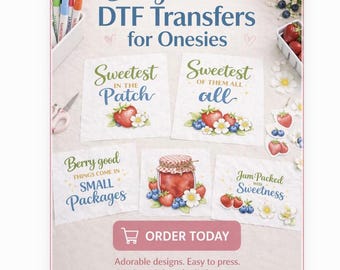 Strawberry Themed Baby Shower Onesie & Bib Decorating Station Transfers