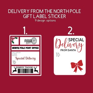 Delivery From Santa Gift Label Sticker, Delivery from North Pole Present Label, From Santa Sticker, Christmas Eve Gift Label,