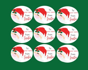 From Santa Gift Tag Stickers, Personalized Child's Name and Signed By Santa!