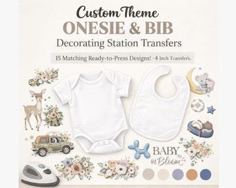 Custom Theme Baby Shower Onesie Decorating Station Transfers – Ready-to-Press Designs