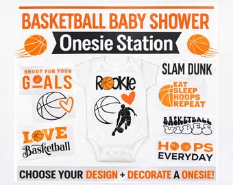 Basketball Onesie Decorating 10 decal sets for Baby Shower Guest Activities -Sports Themed Baby Sprinkle
