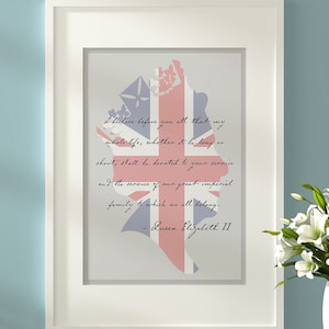 Queen Elizabeth II Quote Art Print: Union Jack Silhouette