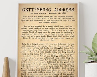 Gettysburg Address Abraham Lincoln Quote - Historical wall art poster print - Framed & Unframed Options
