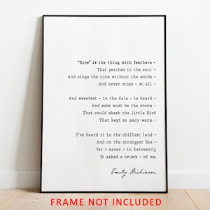 Emily Dickinson Poem Print: “Hope” is the thing with feathers