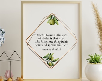 Homer The Iliad Quote - Hateful to me as the gates of Hades is that man who hides one thing in his heart and speaks another.