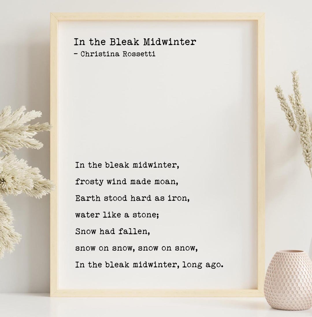 Christina Rossetti Poem Print: Minimalist Winter Literature Wall