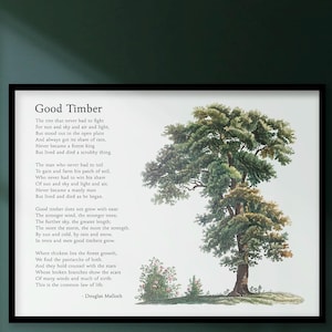 Good Timber Poem Print: Inspirational Tree Art, Douglas Malloch