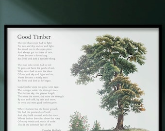 Good Timber Poem Print: Inspirational Tree Art, Douglas Malloch