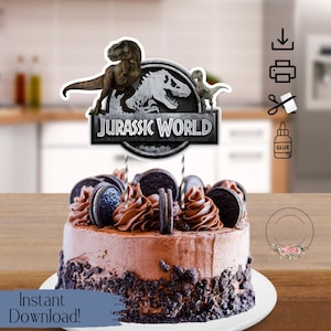 Printable Jurassic Inspired Cake & Cupcake Topper-DIGITAL DOWNLOAD-Print From Home-Jurassic Park-Birthday Party Decor-Printable Cake Topper