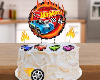 Topper de pastel y cupcake inspirado en el coche imprimible-DESCARGA DIGITAL-Imprimir desde casa-Tema del coche de carreras-Decoración de fiesta de cumpleaños-Topper imprimible