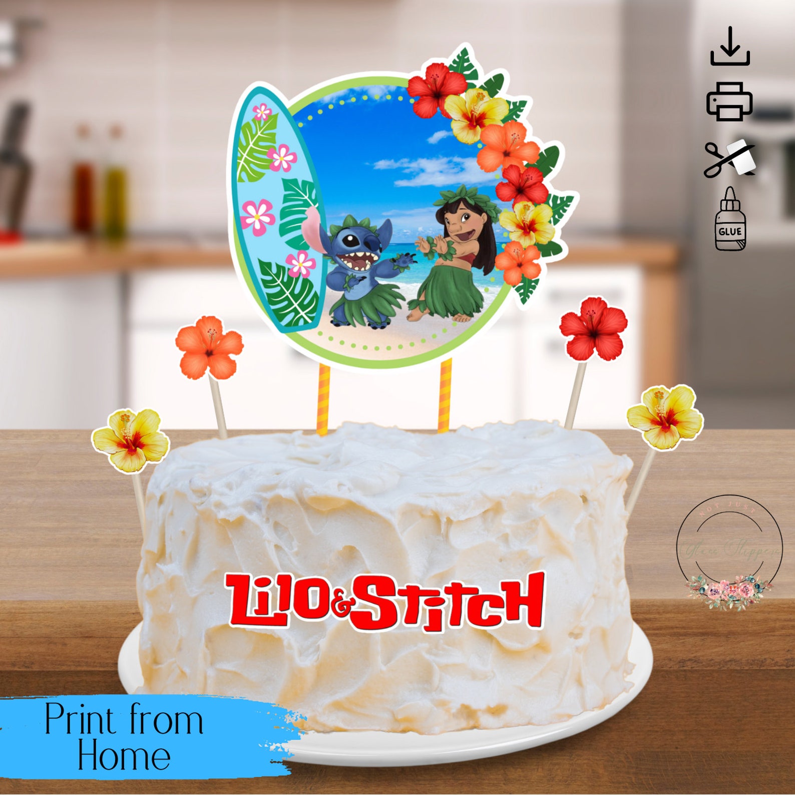 Printable Hawaiian Inspired Cake &amp; Cupcake Topper-digital - Etsy
