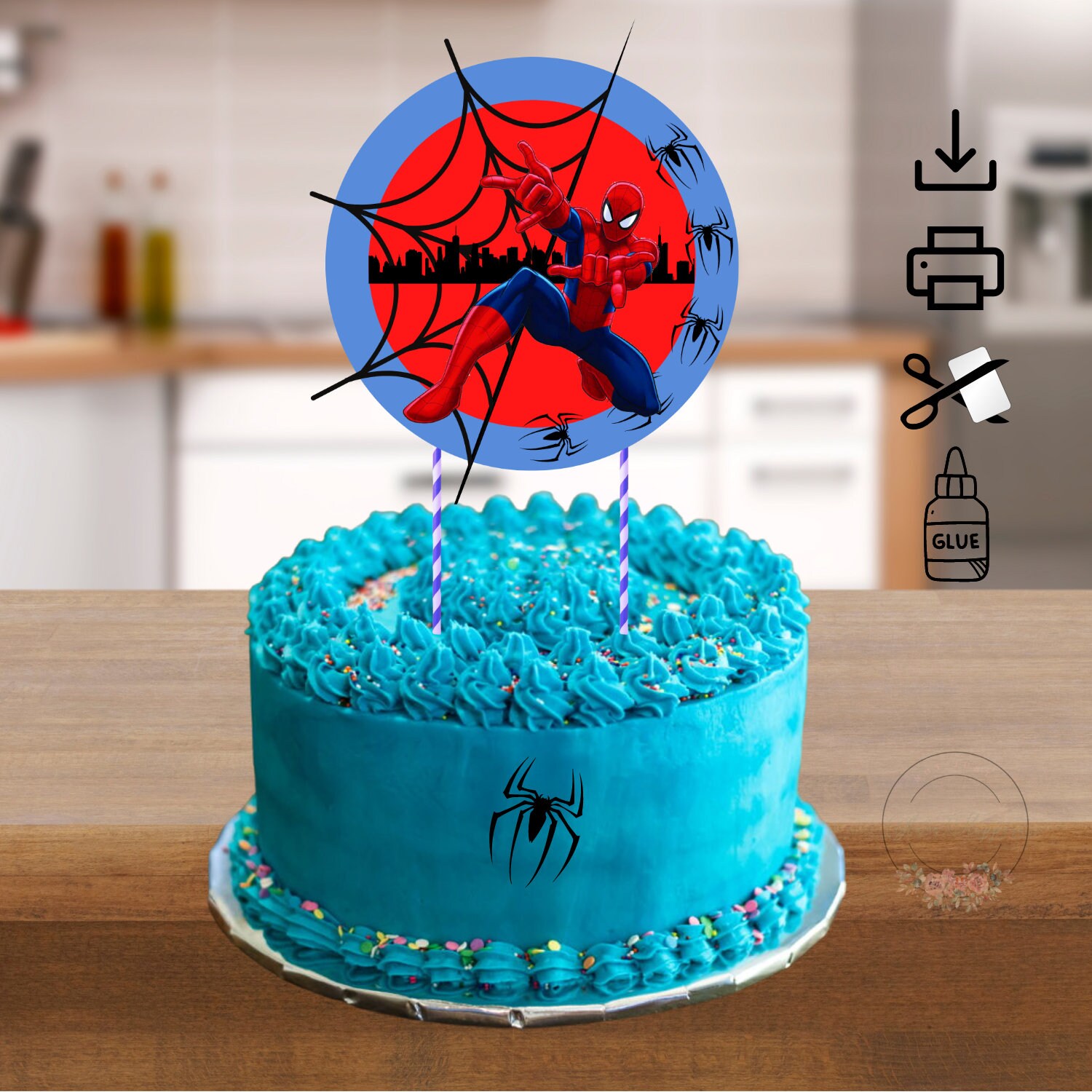 Topper Torta Spiderman - 11 Stuzzicadenti Decorativi Per Tema Supereroi Compleanno Bambini