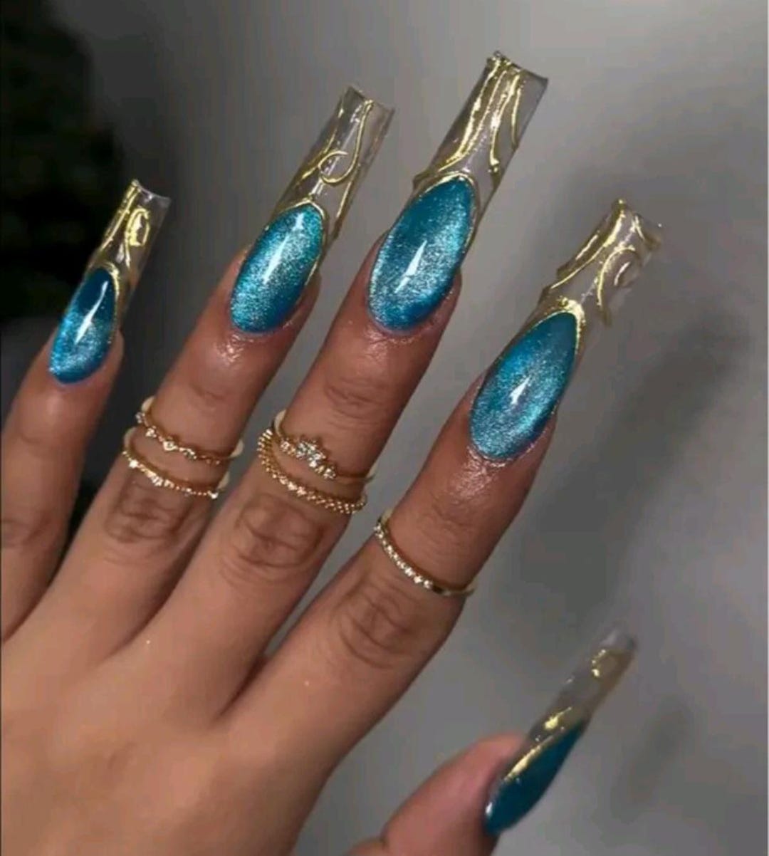 Luxury Press On Nails Blue Cateye Gold Chrome 3D Ethereal Velvet Etsy luxury-press-on-nails-blue-cateye-gold-chrome-3d-ethereal-velvet-etsy