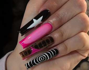 Luxury Press-On Nails: Custom Y2K 3D Gel, Square French Tip