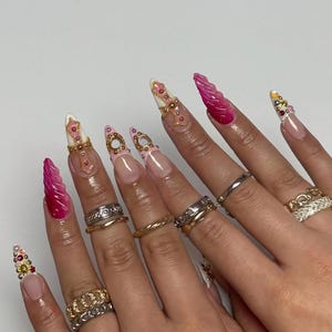Luxury Custom Press-On Nails: Kawaii Pink Charm French Tip