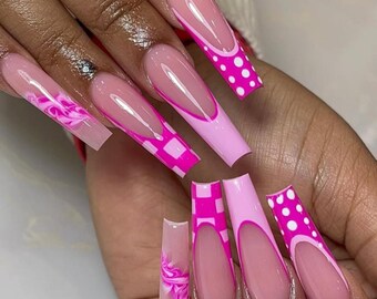 Luxury Press-On Nails: Custom Y2K 3D Gel, Square French Tip