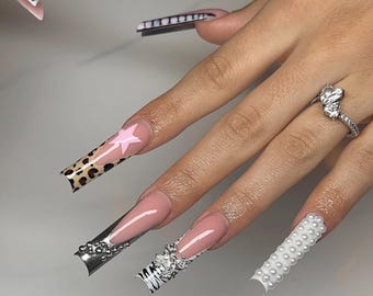 Luxury Press On Nails: Cheetah, Star, Zebra, Y2K Freestyle
