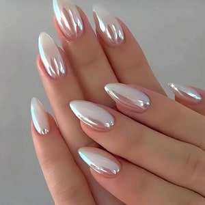 Luxury custom nails/ free style/hailey mails/milky white nails/ombre nails/ silver nails/chrome nails/ trendy nails/glazed donut nails