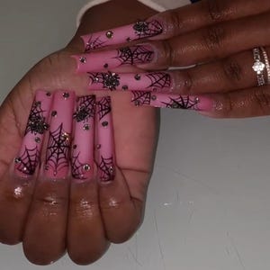 Luxury Halloween Press On Nails: Spooky Spiderweb False Nails