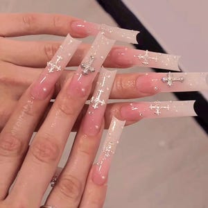 Luxury custom nails/ free style/ air brush nails/milky white nails/ombre nails/ silver nails/chrome nails/ trendy nails/wedding bridal nails