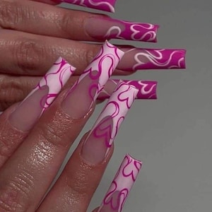Luxury custom nails/free style/ long nails/ heart nails/ love nails/ valentines day nails/ cute nails/ date nails/red nails/pink nails/ vday