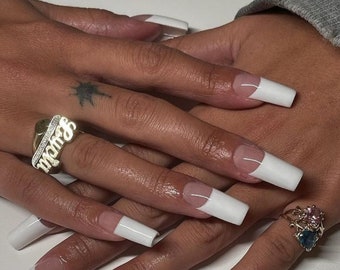 Luxury Press On Nails: Custom Y2K French Tip Square Nails