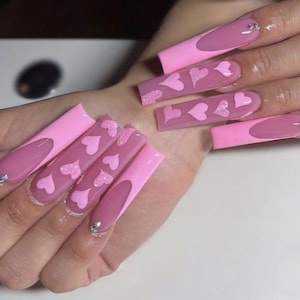 Luxury custom nails/free style/ long nails/ heart nails/ love nails/ valentines day nails/ cute nails/ date nails/red nails/pink nails/ vday