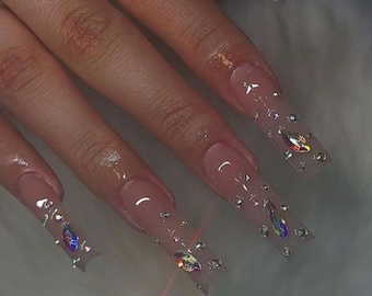 Luxury custom nails/ free style/ long nails/ party nails/ombre nails/bling nails/shiny nails/ trendy nails/ cute nails/ square nails