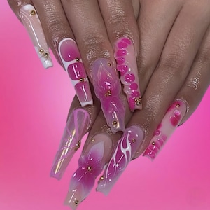 Luxury 3D Gel Press On Nails: Custom Chrome French Tip