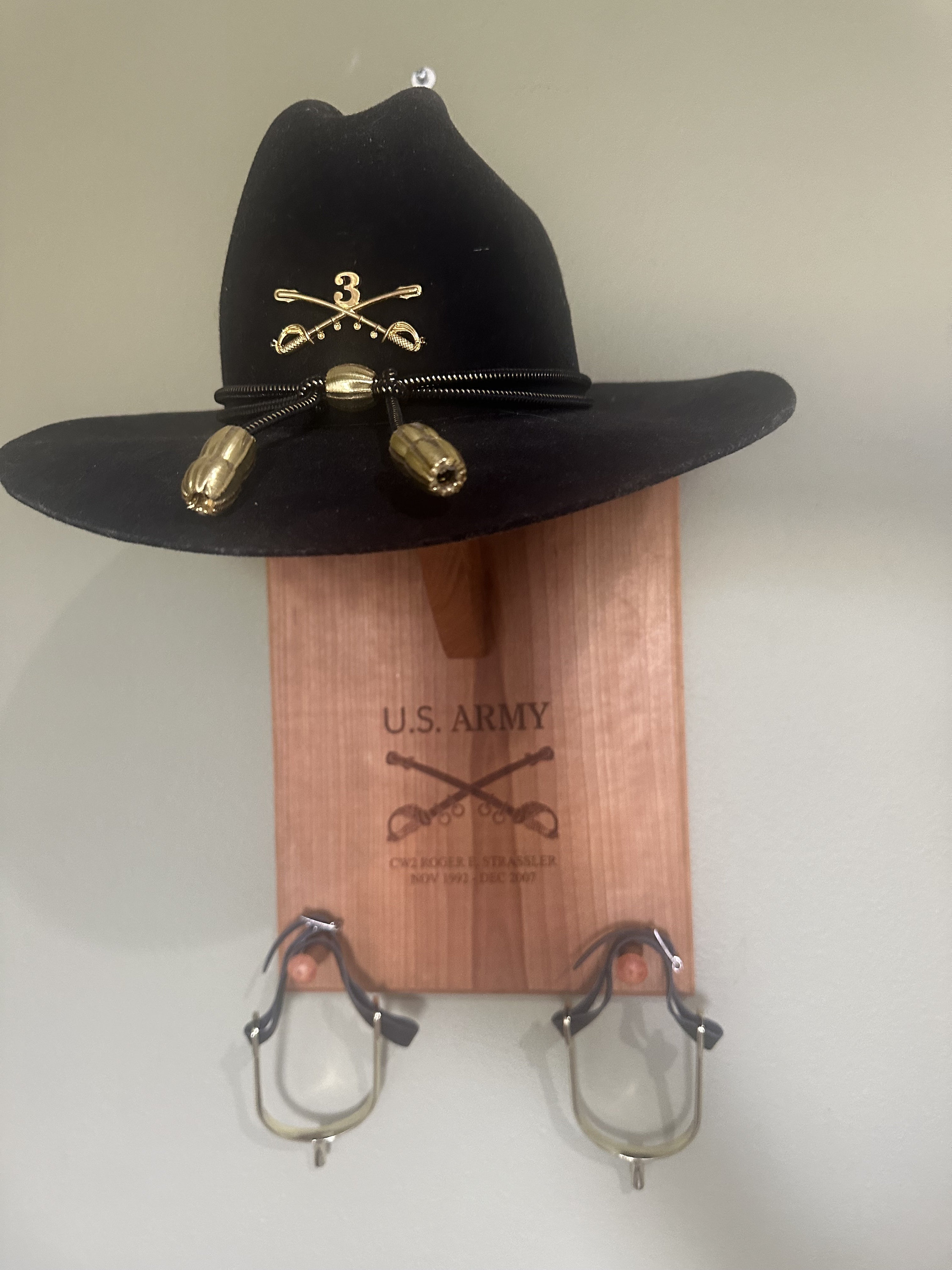 Personalized Display for Stetson. Cavalry Hat and Spurs Personalized Display for Stetson. Cavalry Hat and Spurs