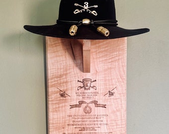 Personalized Cavalry Stetson Hat Display: Military Retirement Award