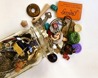 Magpie Mystery Jar | Found Object Crow Confetti Collection - Trinkets, Treasures, and Nature Oddities