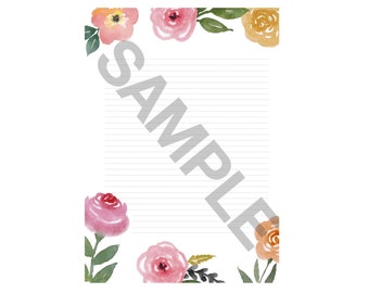 Pretty Watercolor + Floral Paper Download // Lines + Blank (PNG + JPG)