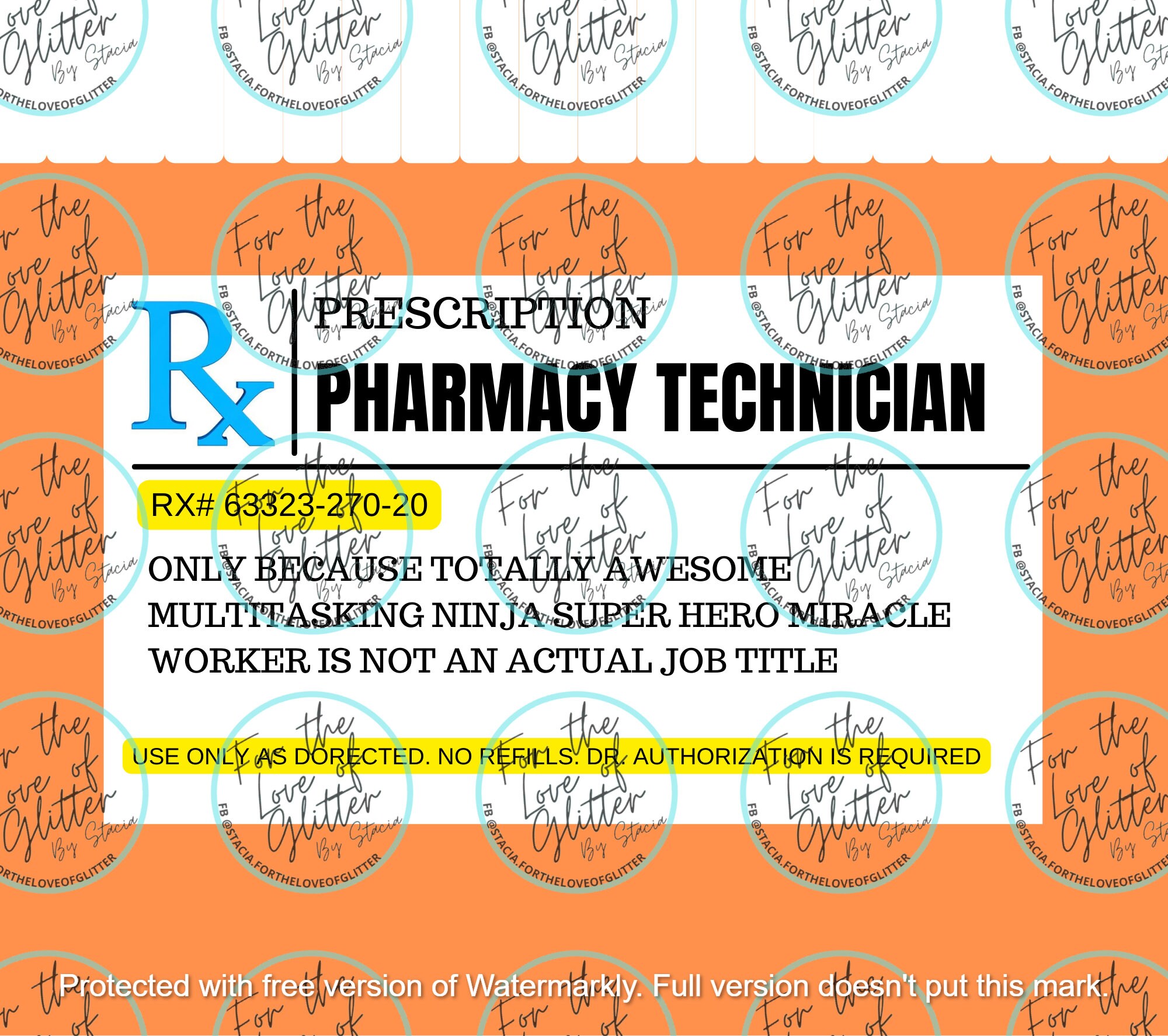 Pharmacy Technician Medicine Bottle Tumbler Wrap Digital Etsy