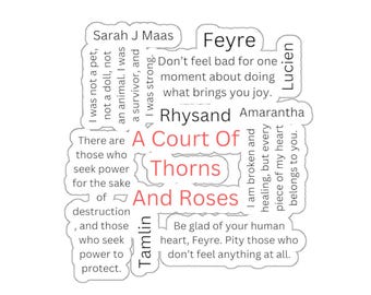 Adesivo ACOTAR, Livro de Fantasia com o Dragão Rhysand, Feyre, Presente para Amantes de Livros, Produtos de Natal