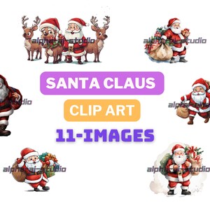 Cute Santa Claus Clipart, HD PNG, Christmas Sack, Festive Holiday Illustration, Instant Download