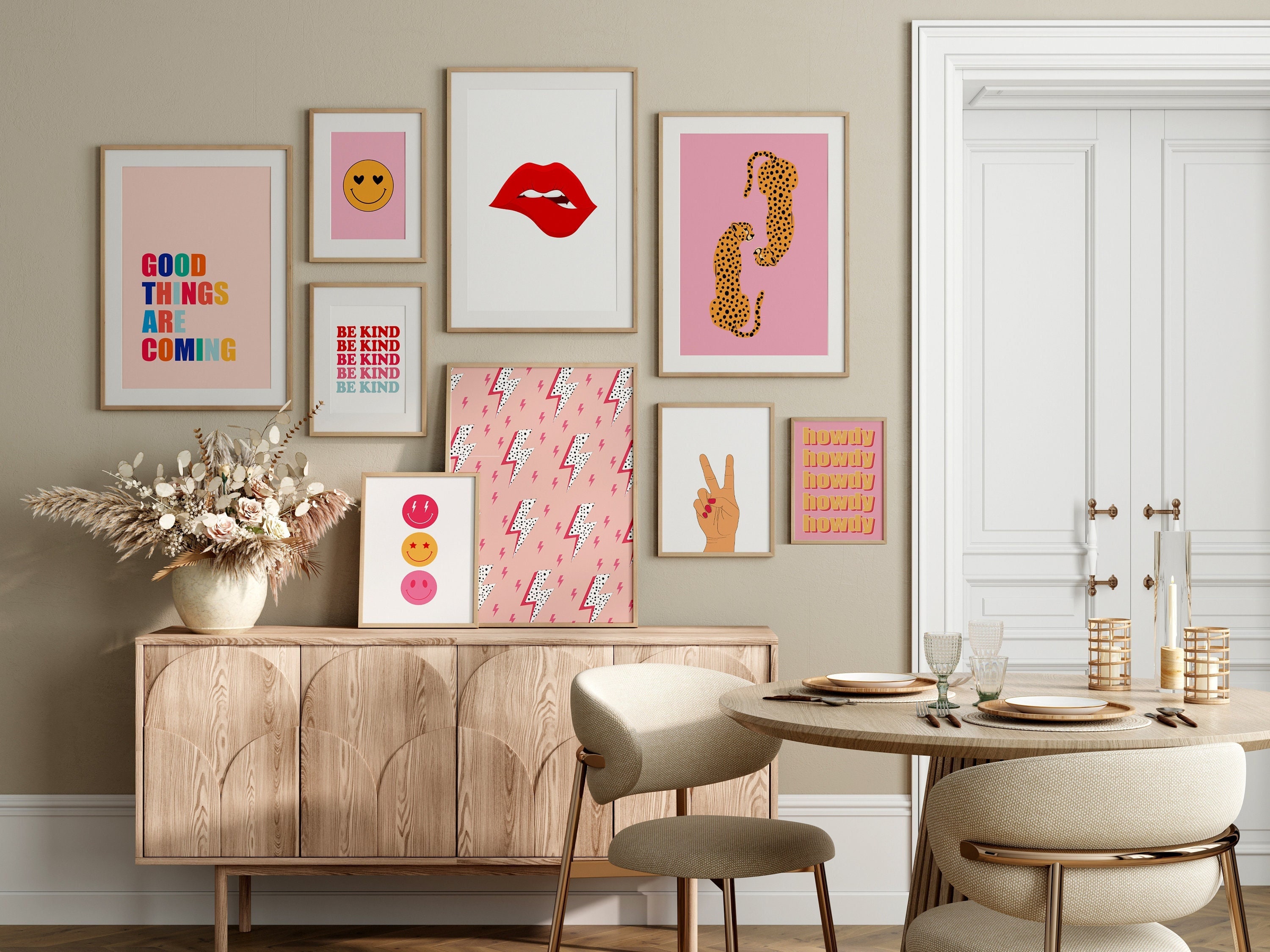 Preppy Zimmer Deko, 6-teilige Wandkunst, Wohnheim Deko, rosa Teenager Zimmer,  mädchen Wandkunst, trendiges ZimmerDekor, rosa preppy Wandcollage, trendige  Drucke -  Österreich