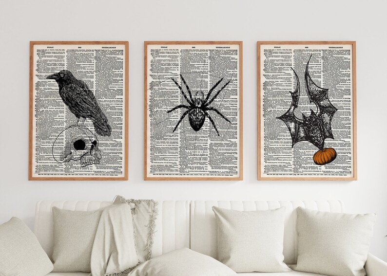 Vintage Halloween Decor, Set of 6 Printable,funny Halloween Print