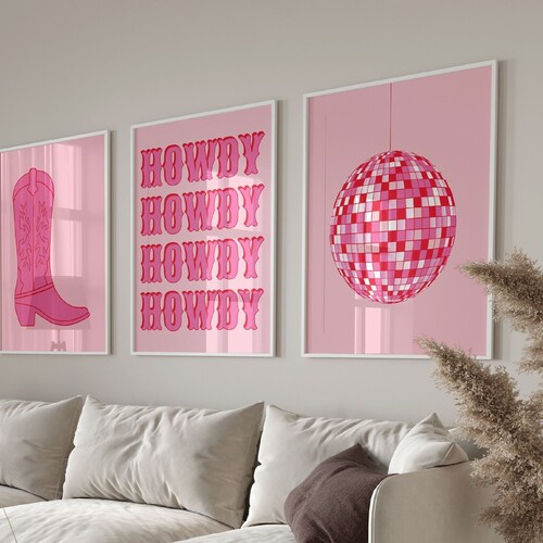 Preppy Wall Decor Set of 9 Throwback Art Prints Teen Cowgirl Etsy