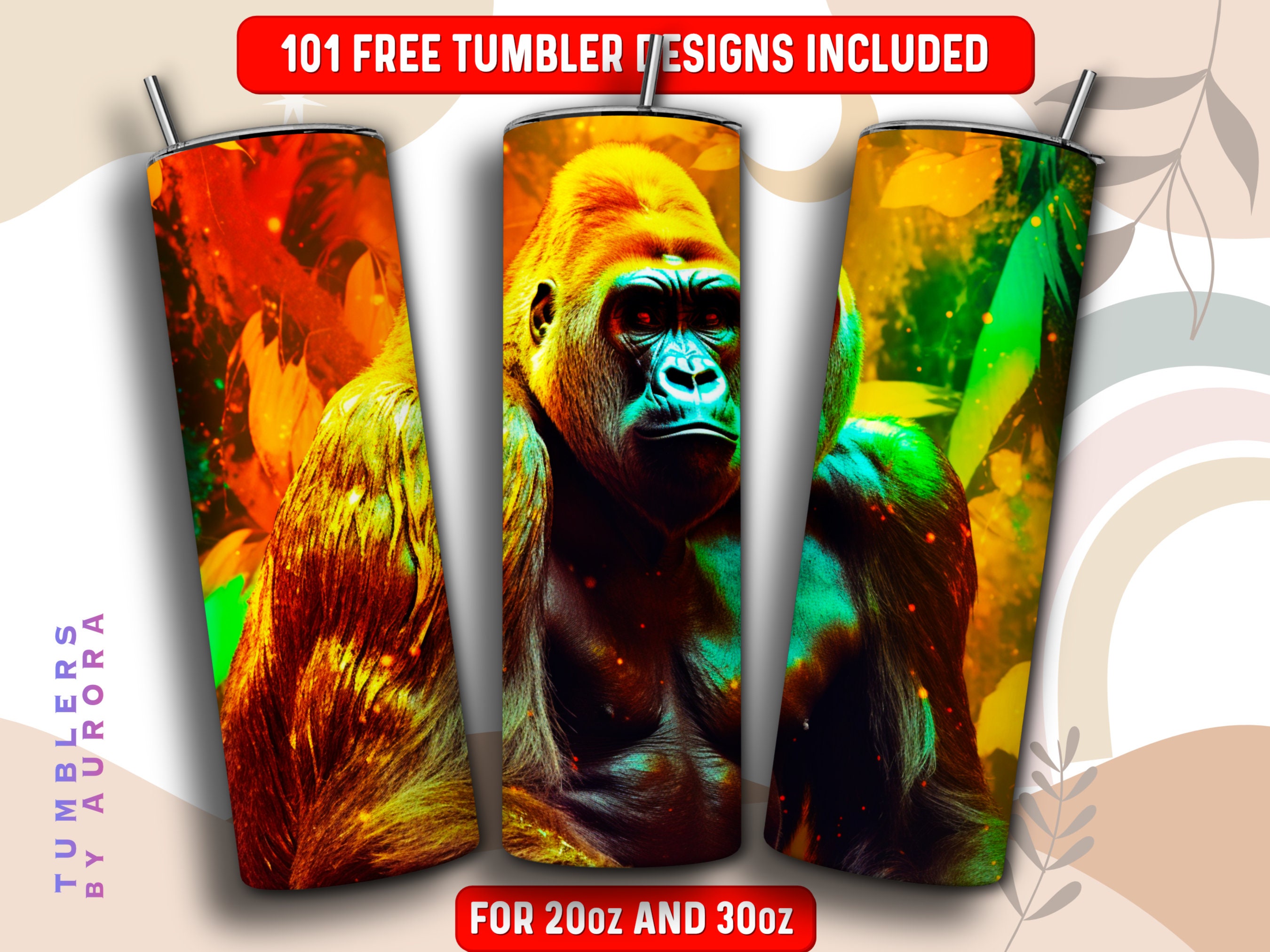 Gorilla Tag Video Game PNG Image Wrap for 20oz (Instant Download) 