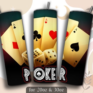 Poker Tumbler Wrap PNG, Poker 20 oz Skinny Tumbler Sublimation Design, Instant Download (+101 free Designs)