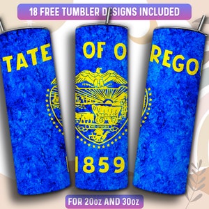 Oregon Tumbler Wrap PNG, US State 20 oz Skinny Tumbler Sublimation Design, Instant Download (+101 free Designs)