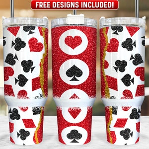 Poker 40oz Tumbler Wrap PNG Design, Poker 40oz Quencher Tumbler Sublimation Wrap, 40 oz Tumbler PNG, Téléchargement instantané
