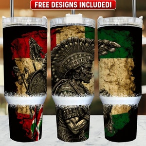 Diseño PNG de envoltura de vaso azteca mexicano de 40 oz, envoltura de sublimación de vaso quencher de México de 40 oz, PNG de vaso de 40 oz, descarga instantánea
