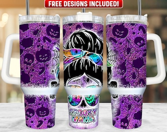 Spooky Mama 40oz Tumbler Wrap PNG Design, Halloween 40oz Quencher Tumbler Sublimatie Wrap, 40 oz Tumbler PNG, Instant Download