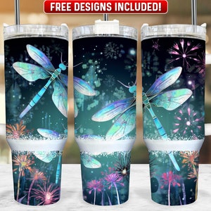 Dragonfly 40oz Tumbler Wrap PNG Design, Dragonfly 40oz Quencher Tumbler Sublimation Wrap, 40 oz Tumbler PNG, Instant Download