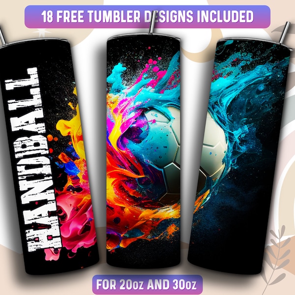 Handball Becher Wrap PNG, Handball Mom 20 oz Skinny Becher mit Sublimation Design, Sofort Download (+101 kostenlose Designs)