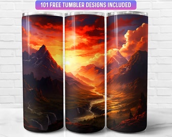 Berg Tumbler Wrap PNG, Mountain 20 oz Skinny Tumbler Wrap Sublimation Design, Sofort Download (+101 kostenlose Designs)